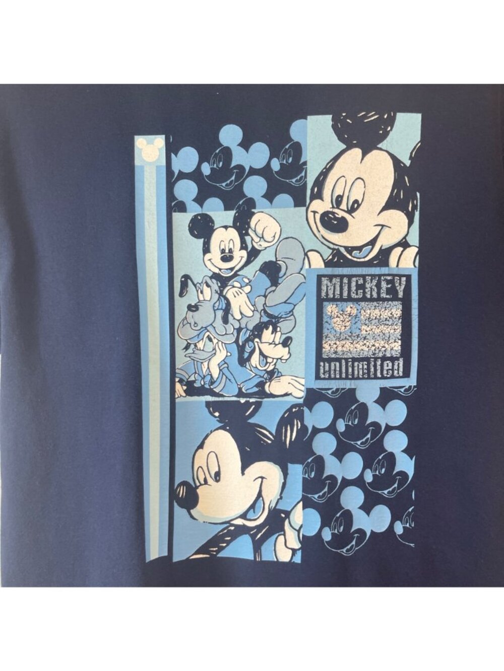 Mickey Unlimited Mens T-Shirt Navy Size Large 100% Cotton Graphic Print Short Sl - Picture 3 of 6